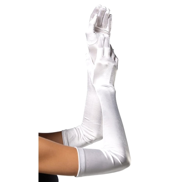 Black or White Long Satin Gloves - Picture 8 of 8